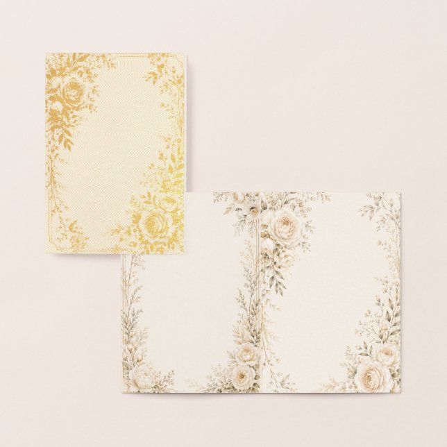 Convite de Casamento Neutro com Florais Refinados (Exibição)
