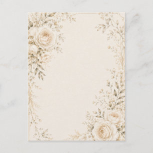 Convite de Casamento Neutro com Florais Refinados