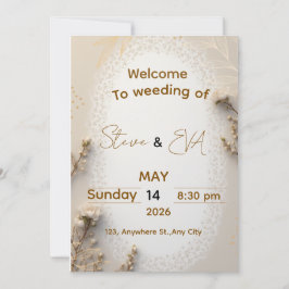 Convite de Casamento Neutro Elegante em Marrom e B