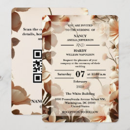 Convite de Casamento Neutro Floral Escultural