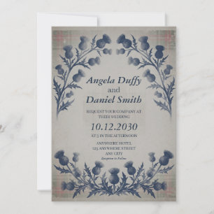 Convite de Casamento Nicolson Tartan Thistle