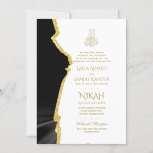 CONVITE DE CASAMENTO NIKAH - Agate Dourado Walimah