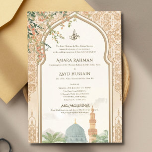 Convite de casamento Nikah de luxo Masjid An-Nabaw