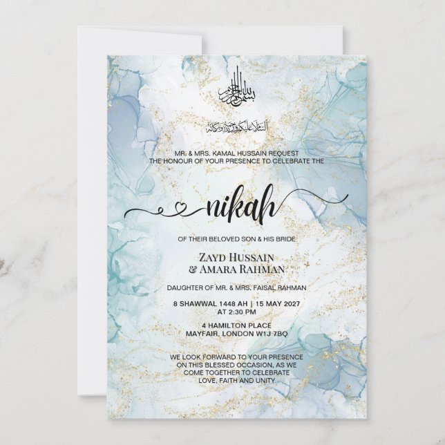 Convite de Casamento Nikah | Design Islâmico Minim (Frente)