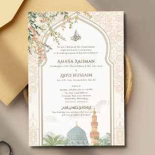Convite de Casamento Nikah Luxuoso Masjid An-Nabaw