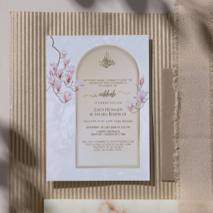 Convite de Casamento Nikkah Elegante Magnólias