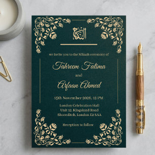 Convite de Casamento Nikkah Muçulmano Verde Esmera