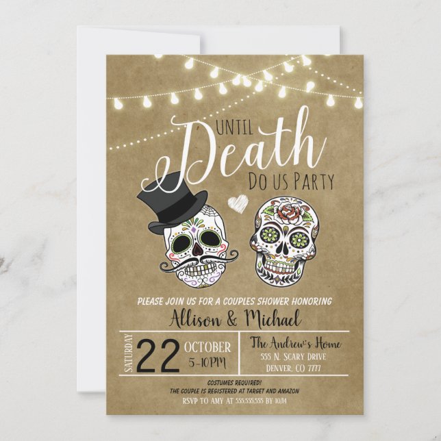 Convite de Casamento no Chuveiro de Noiva de Hallo (Frente)