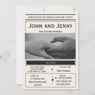 Convite de Casamento no Estilo Jornal Personaliz