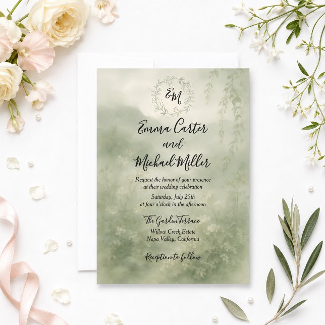 Convite de Casamento no Jardim Aquarela Botânica (Criador carregado)
