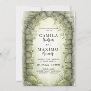 Convite de Casamento no Jardim com Arco de Pedra R