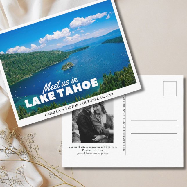 Convite de casamento no Lago Tahoe Postcard (Lake Tahoe Wedding Save the Date Postcard
)