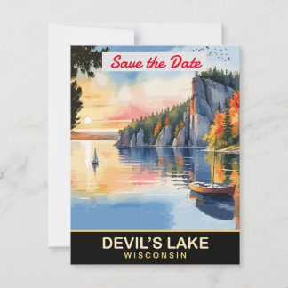 Convite de casamento no penhasco do Devil's Lake W