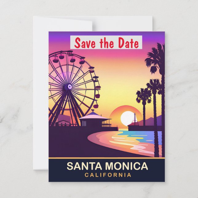 Convite de Casamento no Pier de Santa Mônica Calif (Frente)