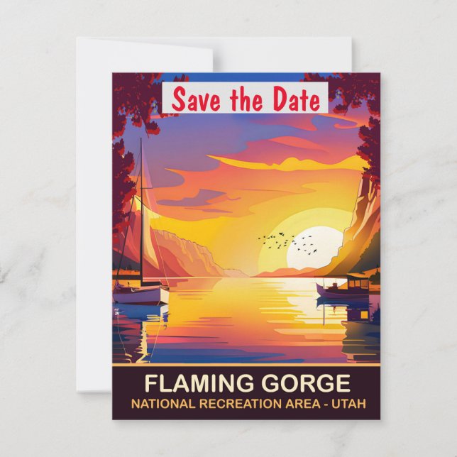 Convite de Casamento no Porto de Flaming Gorge Uta (Frente)