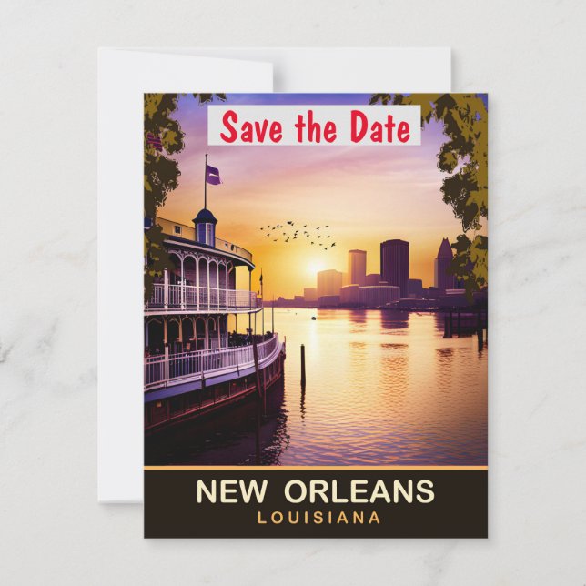Convite de casamento no rio de Nova Orleans Louisi (Frente)
