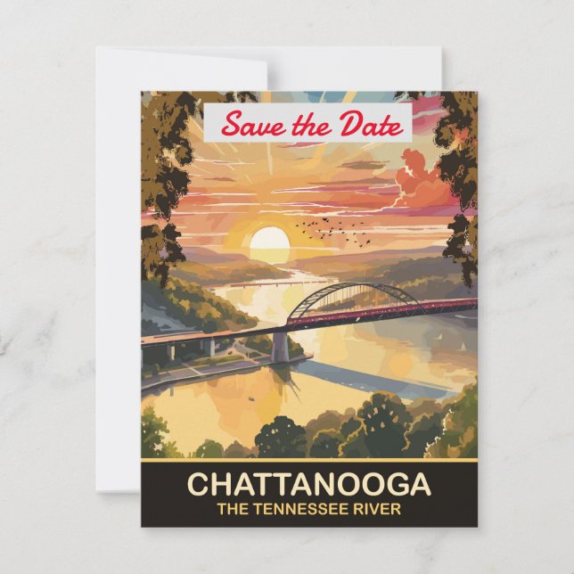 Convite de Casamento no Rio Tennessee Chattanooga (Frente)