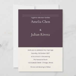 Convite de Casamento Nocturne Supper Club 5x7