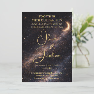 Convite de Casamento Noturno Estelar Celestial