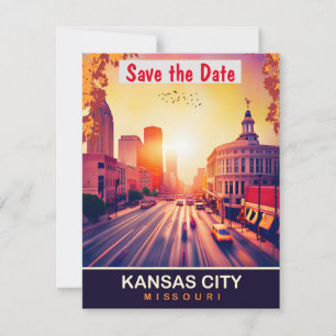 Convite de casamento noturno no centro de Kansas C