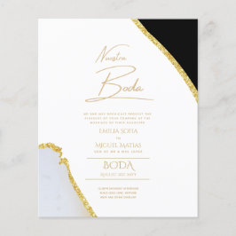 Convite de Casamento Nuesta Boda Gold Text AGATA