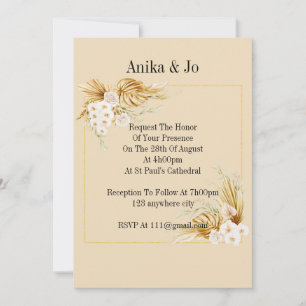 convite de casamento numa cor romântica de pêssego