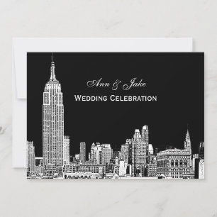Convite de Casamento NYC Skyline 01 Etched DIY BG