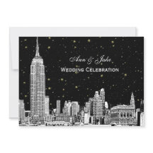 Convite de casamento NYC Skyline Etch Starry DIY B