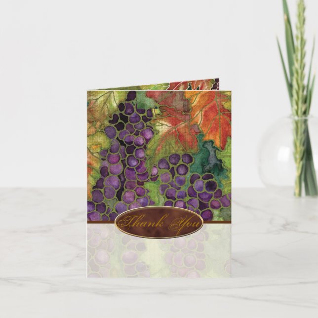 Convite de Casamento Obrigado Folha de Uva de Outo (Frente)