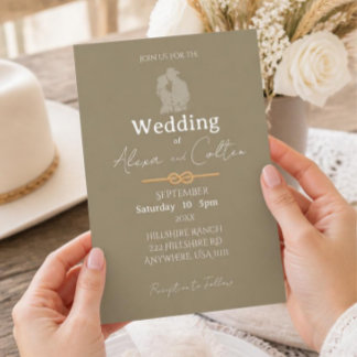 Convite de casamento ocidental minimalista marrom
