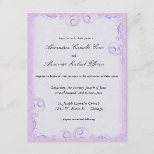 Convite de casamento Oficial Lilac Scrollwork
