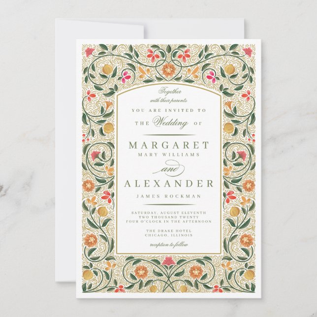 Convite de Casamento Old English Border (Frente)