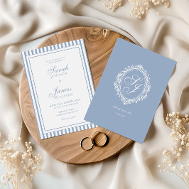 Convite de Casamento Old Money em Azul Empoeirado