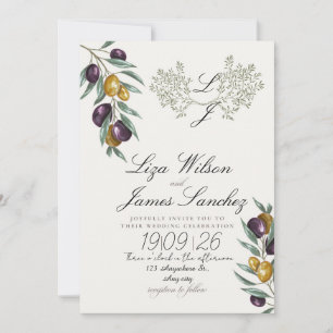 Convite de casamento Olive Branch para Família e A