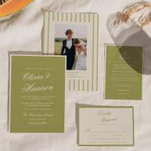 Convite de Casamento Olive Green Old Money