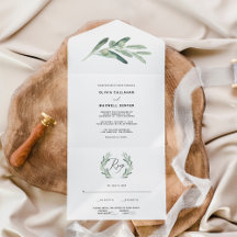 Convite de Casamento Olive Greenery Rústico