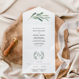 Convite de Casamento Olive Greenery Rústico