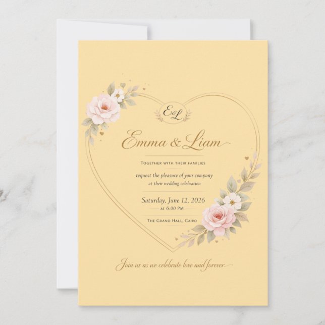 Convite de Casamento Onda Dourada de Luxo | Modo E (Frente)