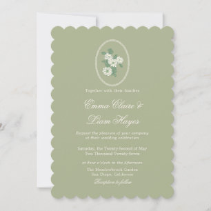 Convite de Casamento Ondulado Verde Sálvia