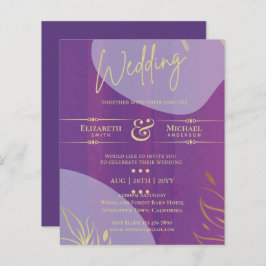 CONVITE DE CASAMENTO ORÇAMENTAL Lavanda Roxo Doura