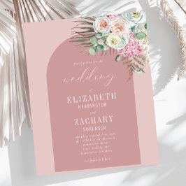 Convite de Casamento Orçamento Arco Floral Rosa Po
