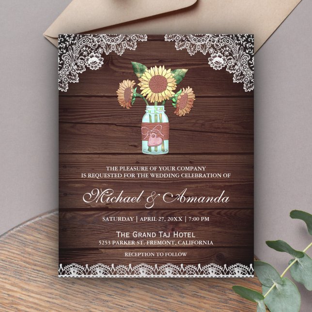 Convite de Casamento Orçamento com Girassóis em Ma (Criador carregado)