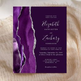 Convite de Casamento Orçamento Deep Purple Silver 