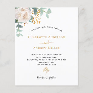 convite de casamento orçamento floral branco verde