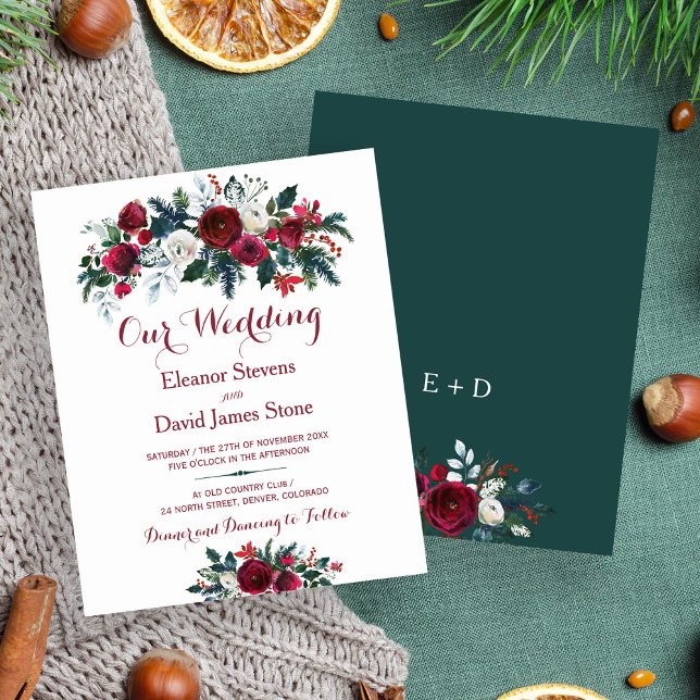 Convite de casamento ORÇAMENTO floral de inverno r (Criador carregado)