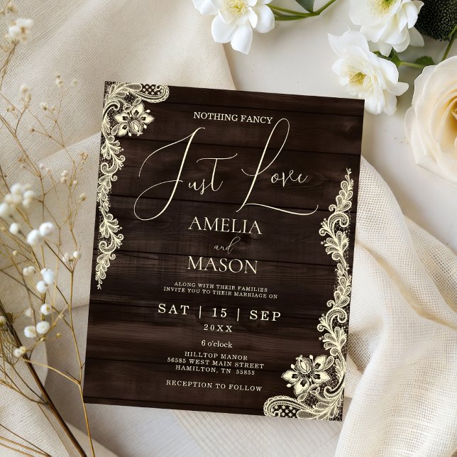 Convite de Casamento Orçamento Nada Chique Só Amor (Rustic Budget Nothing Fancy Just Love Wedding Invitation)