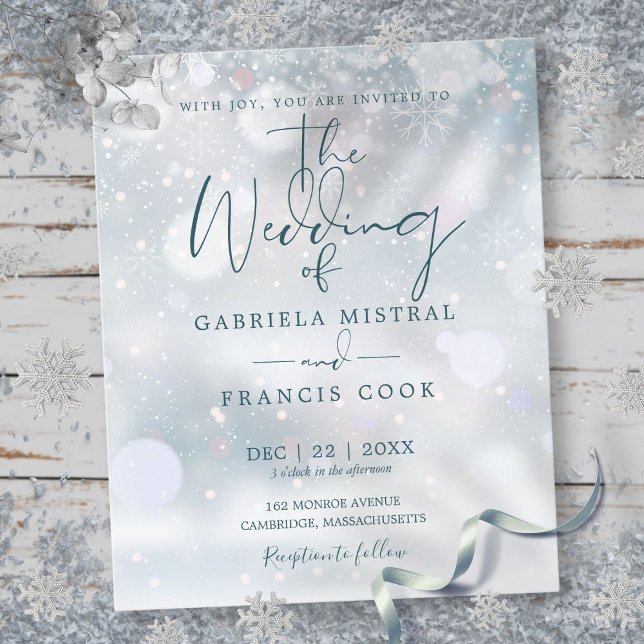 Convite de Casamento Orçamento Natal no Inverno (Budget Winter Wonderland Wedding Invitation)