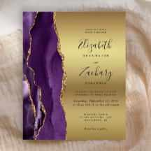 Convite de Casamento Orçamento Roxo Ágata Dourado 