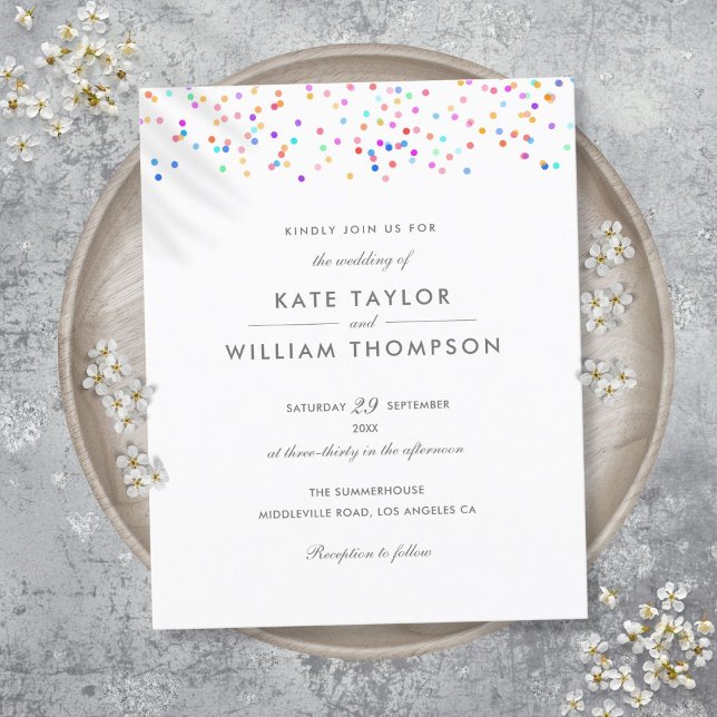 Convite de Casamento Orçamento Tudo em Um Arco-Íri (Budget All In One Rainbow Wedding Invitation)