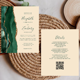Convite de Casamento Orçamento Verde Dourado Ágata